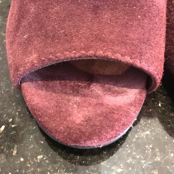 Marc Fisher Plum Purple Suede Peep Toe Block Heels - Picture 6 of 13